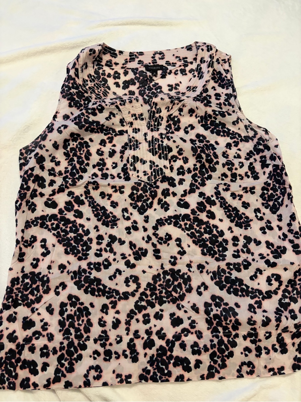 Talbots Pink and Black Leopard-Print Tank